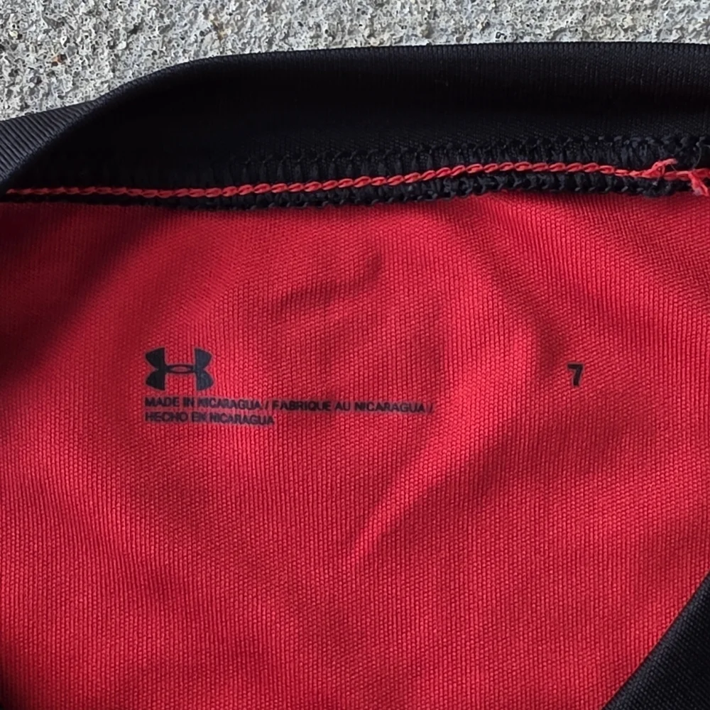 Under Armour Youth 7 Long Sleeve Shirt Bundle – 2 Pack Red & Black Logos